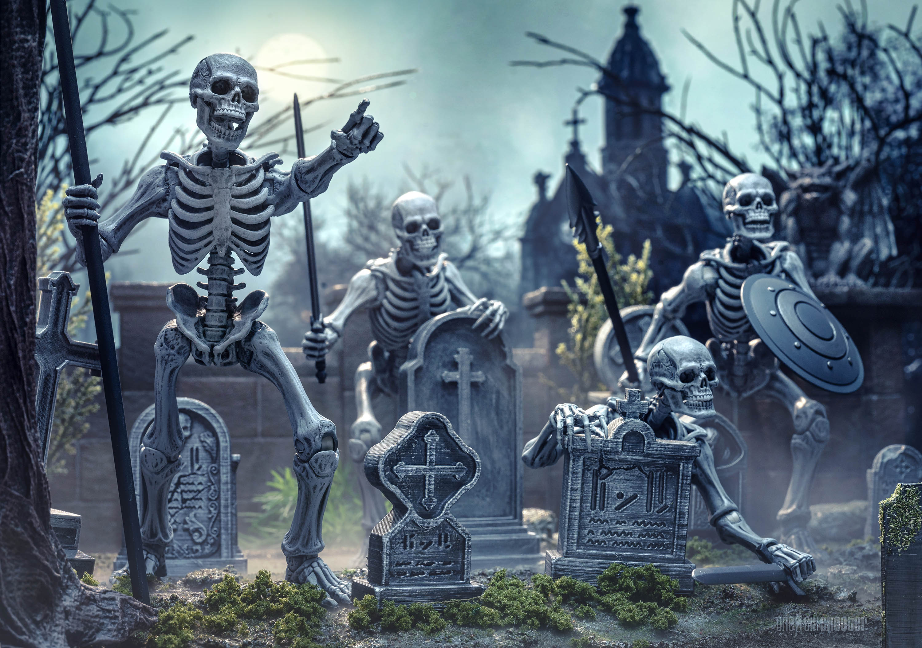 GRAVEYARD SKELETONS 4-pack set - Image 21