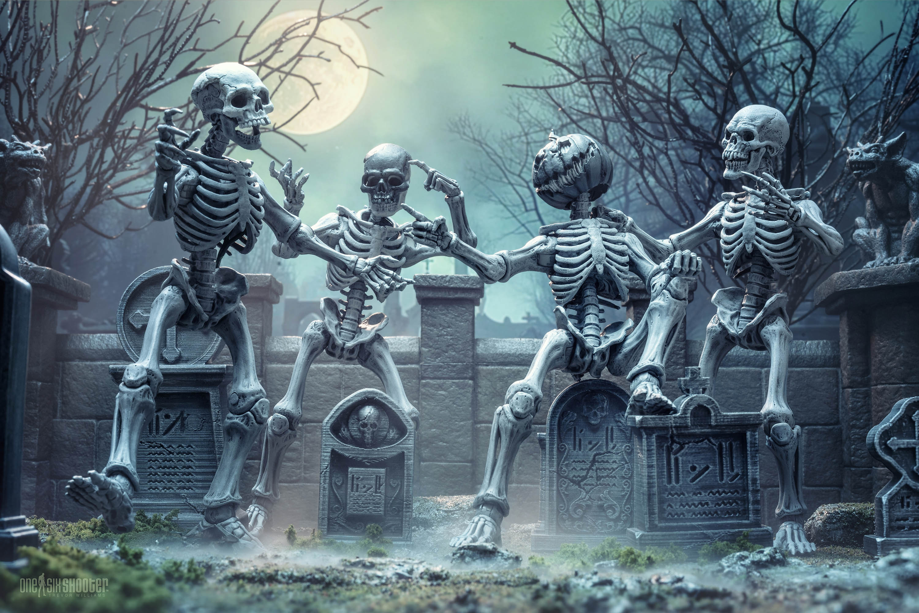 GRAVEYARD SKELETONS 4-pack set - Image 22